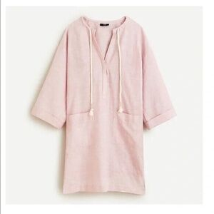 J. Crew Cotton-Linen V-Neck Beach Tunic Pale Lavender M NWT